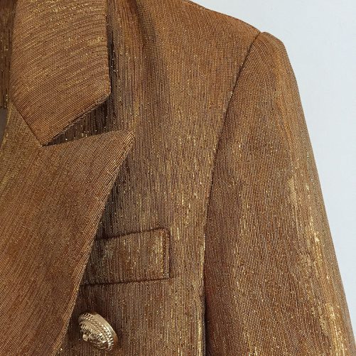 High Quality Metal Lion Head Buckle Double Breasted Small Gold Coat in Blazers Suits