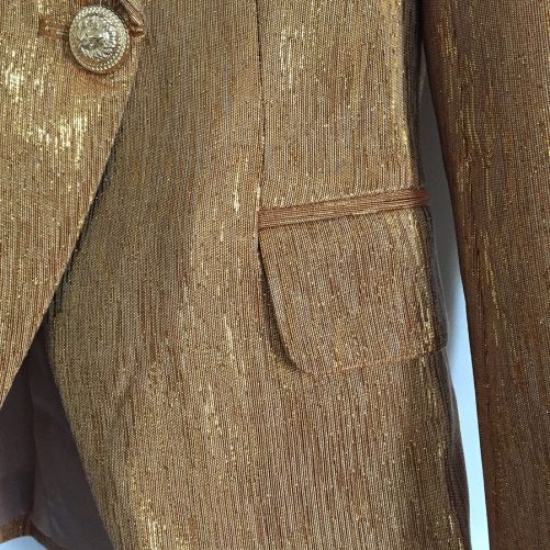 High Quality Metal Lion Head Buckle Double Breasted Small Gold Coat in Blazers Suits