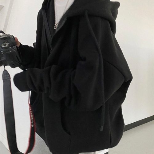 Autumn Elegant Solid Color Hooded Cardigan in Hoodies