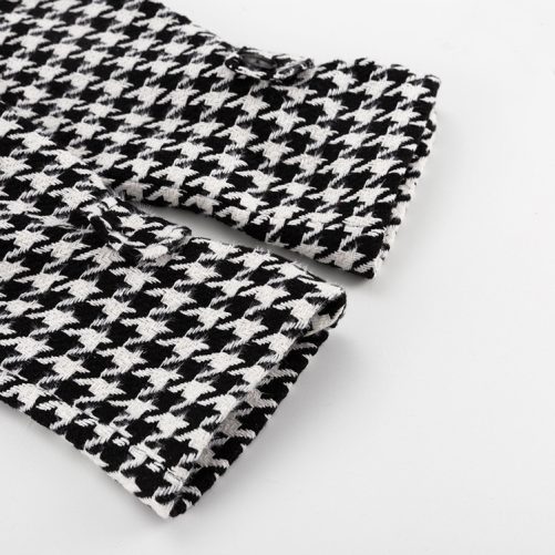 Long Black White Young Coat in Woolen Blends Coats