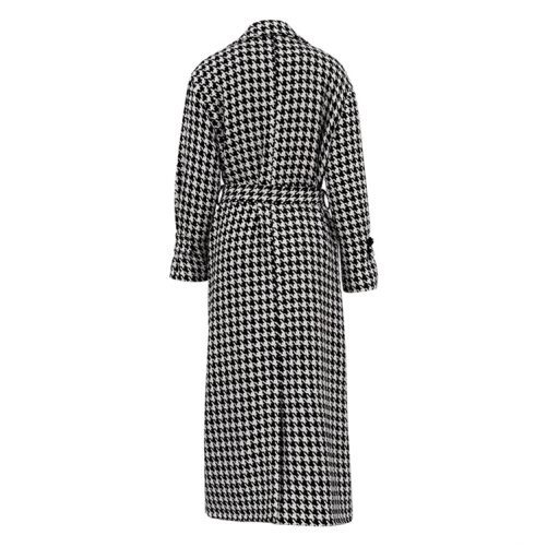 Long Black White Young Coat in Woolen Blends Coats