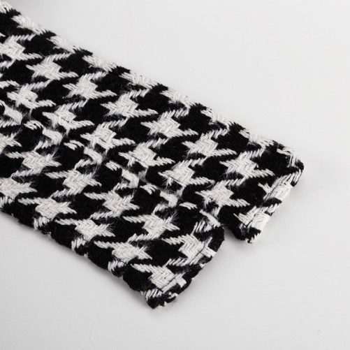 Long Black White Young Coat in Woolen Blends Coats