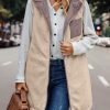 Simple Stitching Plush Double Sided Women Vest Hooded in Vests