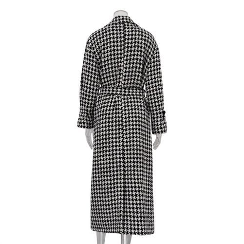 Long Black White Young Coat in Woolen Blends Coats