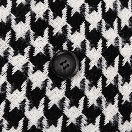 Long Black White Young Coat in Woolen Blends Coats