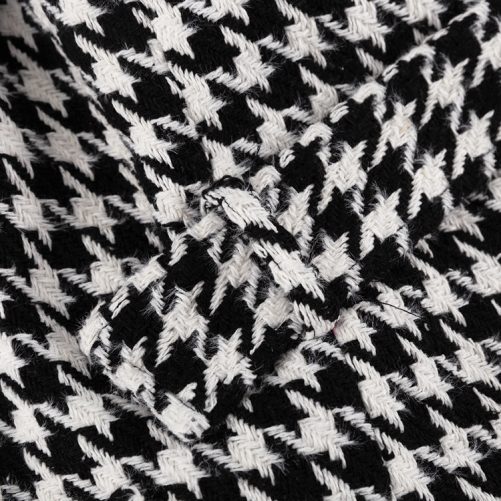 Long Black White Young Coat in Woolen Blends Coats