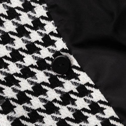 Long Black White Young Coat in Woolen Blends Coats