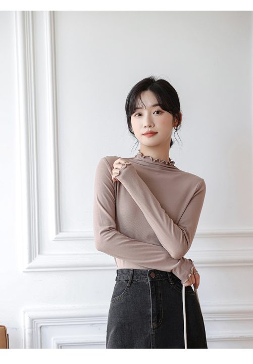Half Turtleneck Bottoming Long Sleeved Blouse in Shirts & Blouses