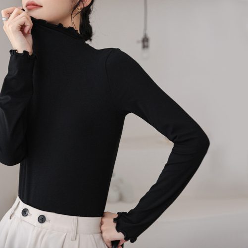 Half Turtleneck Bottoming Long Sleeved Blouse in Shirts & Blouses