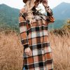 Autumn Winter Women Plaid Trench Coat in Woolen Blends Coats