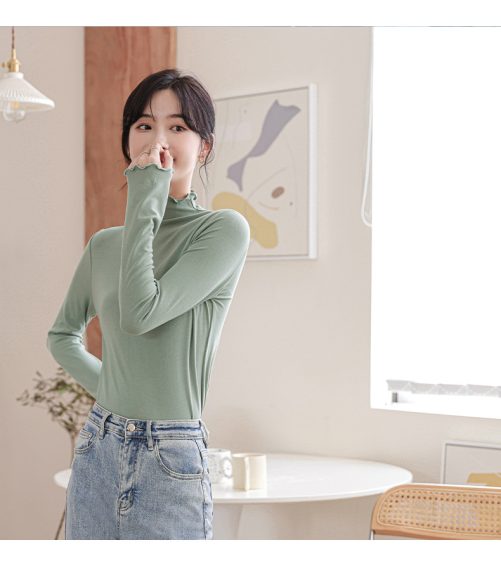 Half Turtleneck Bottoming Long Sleeved Blouse in Shirts & Blouses