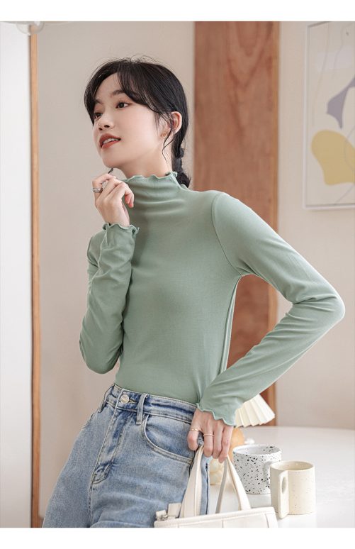 Half Turtleneck Bottoming Long Sleeved Blouse in Shirts & Blouses