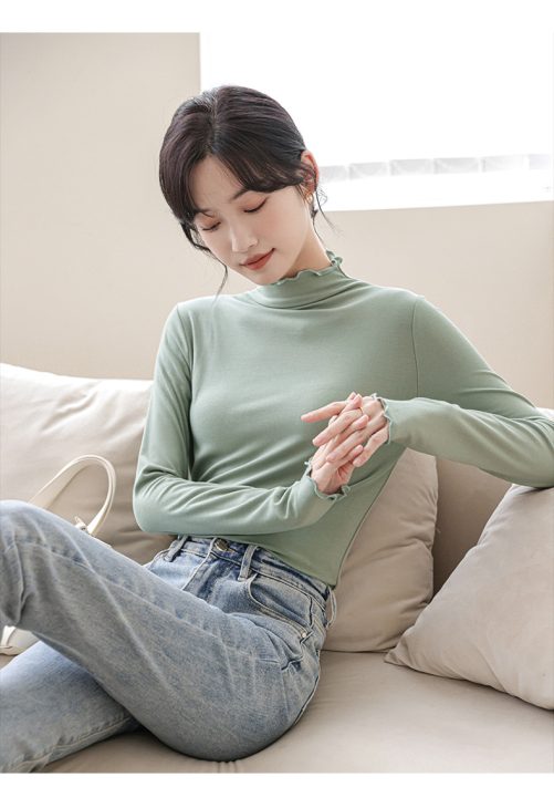 Half Turtleneck Bottoming Long Sleeved Blouse in Shirts & Blouses