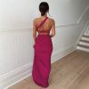 Sexy Oblique Shoulder Backless Vest Slim Fit Slit Skirt Set in Skirt Sets