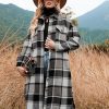 Autumn Winter Women Plaid Trench Coat in Woolen Blends Coats