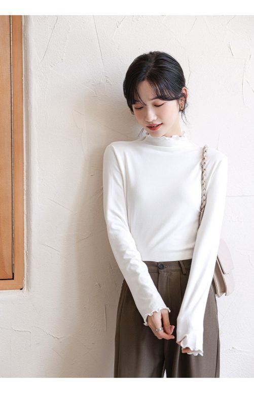 Half Turtleneck Bottoming Long Sleeved Blouse in Shirts & Blouses