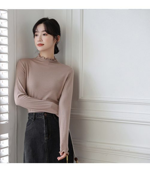Half Turtleneck Bottoming Long Sleeved Blouse in Shirts & Blouses