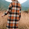 Autumn Winter Women Plaid Trench Coat in Woolen Blends Coats