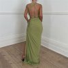 Sexy Oblique Shoulder Backless Vest Slim Fit Slit Skirt Set in Skirt Sets