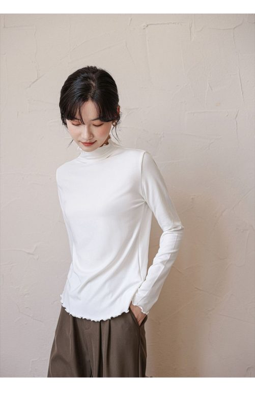 Half Turtleneck Bottoming Long Sleeved Blouse in Shirts & Blouses