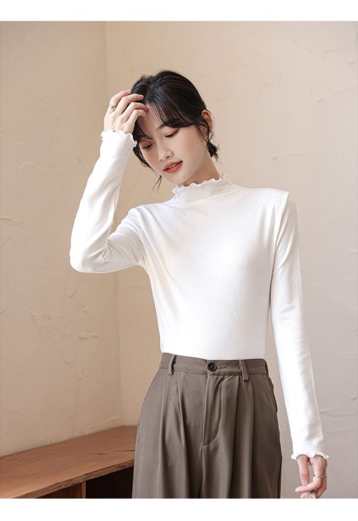 Half Turtleneck Bottoming Long Sleeved Blouse in Shirts & Blouses