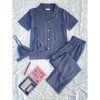 Short Sleeve Cardigan Homewear Three Piece Outer Wear in Pajamas Sets