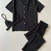 Short Sleeve Cardigan Homewear Three Piece Outer Wear in Pajamas Sets