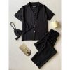 Short Sleeve Cardigan Homewear Three Piece Outer Wear in Pajamas Sets