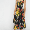 Floral Printed Lace Up Bow Mid Length Dress in Dresses
