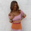 Contrast Color Long Sleeve Knitted Striped Dress in Dresses
