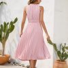 Tied High Waist Pleated Sleeveless Summer Dress in Dresses