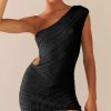 One Shoulder Sexy Knitted Dress in Dresses