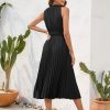 Tied High Waist Pleated Sleeveless Summer Dress in Dresses