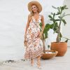 Sexy V Neck Slim Fit Elegant Floral Retro Printed Maxi Dress in Dresses