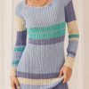 Contrast Color Long Sleeve Knitted Striped Dress in Dresses