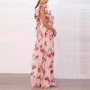 Floral Printing Off The Shoulder Stitching Backless Summer Maxi Dress in Dresses