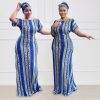 Elegant Shoulder-Baring Printed Maxi Dress in Dresses
