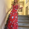 Elegant Sexy Print High Waist Maxi Dress in Dresses