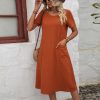 Loose Round Neck Short Sleeve Dress in Dresses