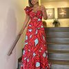 Elegant Sexy Print High Waist Maxi Dress in Dresses