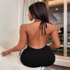 Slit Bow Backless Halter Mini Dress in Dresses