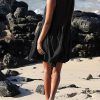 V Neck Sleeveless Pleated Vest Pocket Dress in Dresses