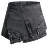High Waist Irregular Asymmetric Washed Shorts in Shorts