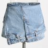 High Waist Irregular Asymmetric Washed Shorts in Shorts