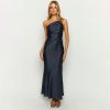 One Shoulder Pleated Backless Sleeveless Sexy Slim Fit Maxi Dress in Dresses