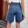 Spring Summer Washed Waist Adjustable Denim Shorts in Shorts