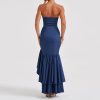 Elegant Tube Top Slit Slim Fit Backless Hip Wrapped Dress in Dresses