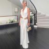 Sexy Deep V Plunge Hollow Out Cutout Out Slit Slim Fitting Maxi Dress in Dresses