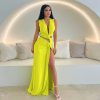 Sexy Deep V Plunge Hollow Out Cutout Out Slit Slim Fitting Maxi Dress in Dresses
