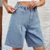 Spring Summer Washed Waist Adjustable Denim Shorts in Shorts
